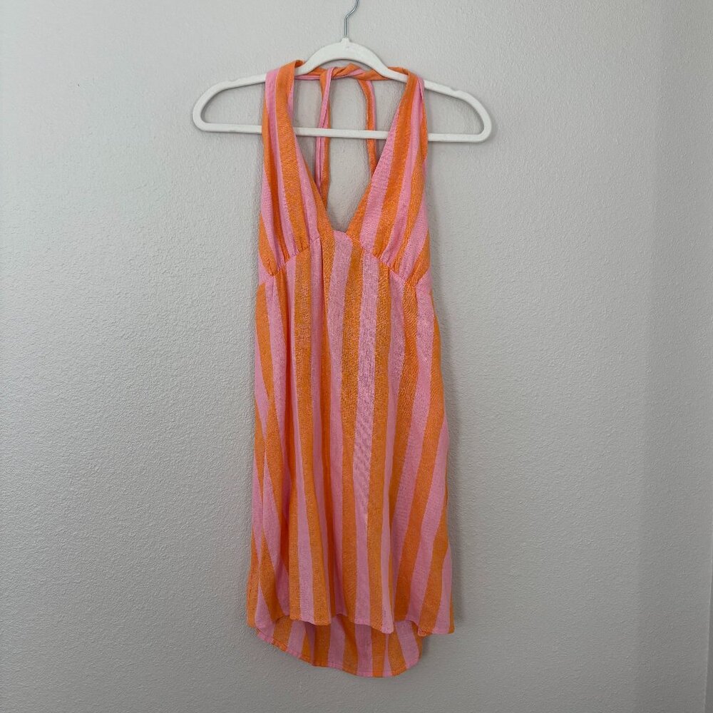 Pink & orange striped BP halter dress